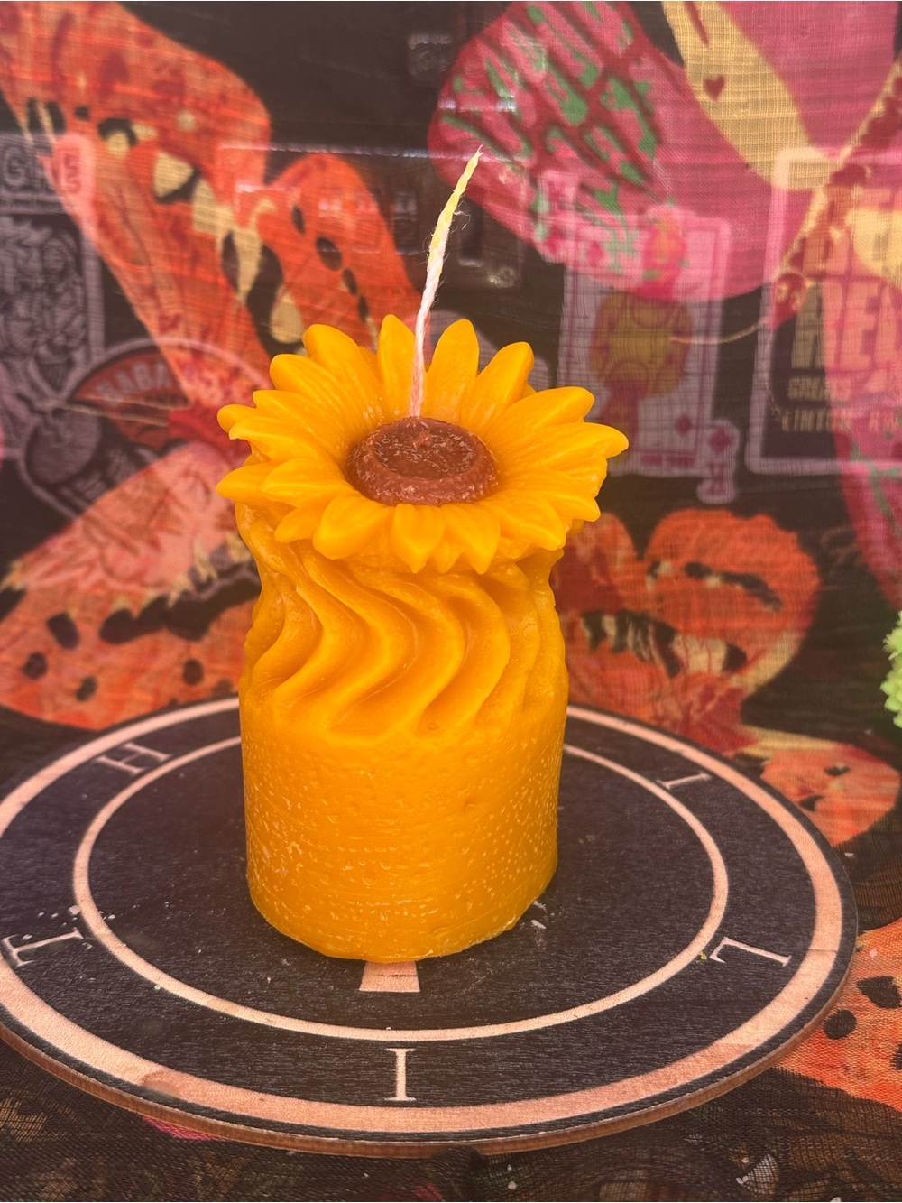 Handmade Sunflower Candle – Beeswax & Soy Wax Blend